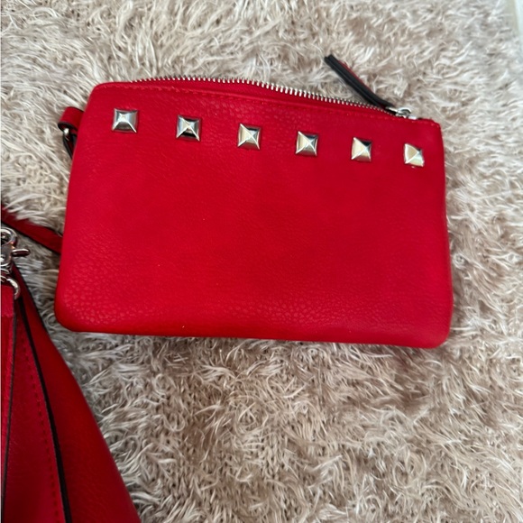 Carlos Santana red faux leather shoulder bag with silver studs - Picture 9 of 12